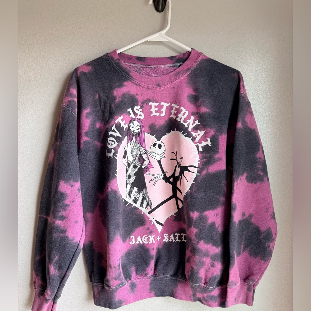 Disney Pink and Black Tie-Dye Nightmare Before Christmas Graphic Sweater